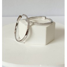 Ασημένια Σκουλαρίκια Κρίκοι Μεγάλοι στριφτοί με πέτρες (SE56)